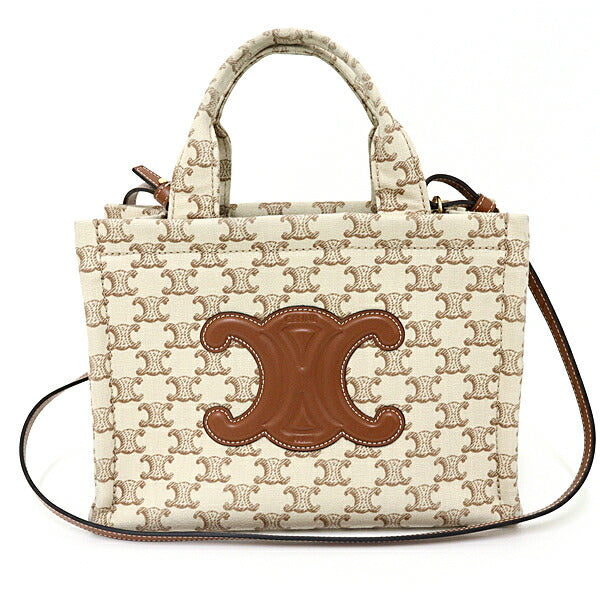 CELINE Small Cockatus Tice Triomphe Canvas Tote Bag 2WAY Bag U-GA-0293 Beige
