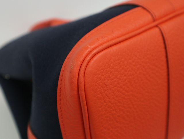 Hermes HERMES Garden Party 36 PM Tote Bag Negonda Toile Military Navy Orange X