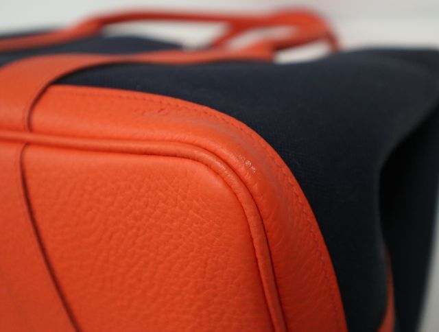 Hermes HERMES Garden Party 36 PM Tote Bag Negonda Toile Military Navy Orange X