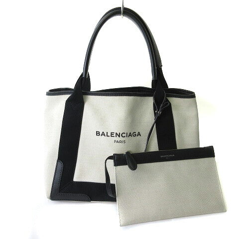 [Used] Balenciaga Navy CABAS Navy Hippo Small Handbag Tote Bag Canvas Black