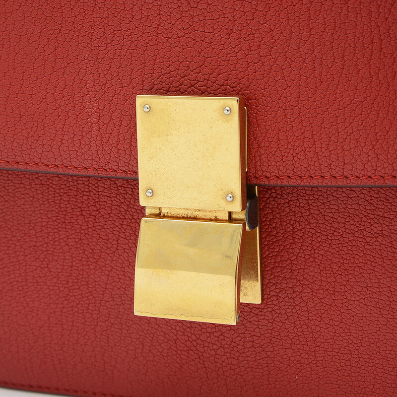 Celine Classic Box Shoulder Bag Red Gold Hardware [Used] BP [Free Shipping]