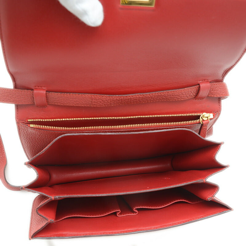 Celine Classic Box Shoulder Bag Red Gold Hardware [Used] BP [Free Shipping]