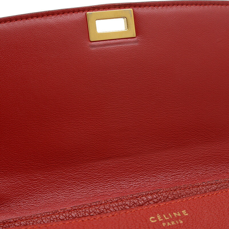 Celine Classic Box Shoulder Bag Red Gold Hardware [Used] BP [Free Shipping]
