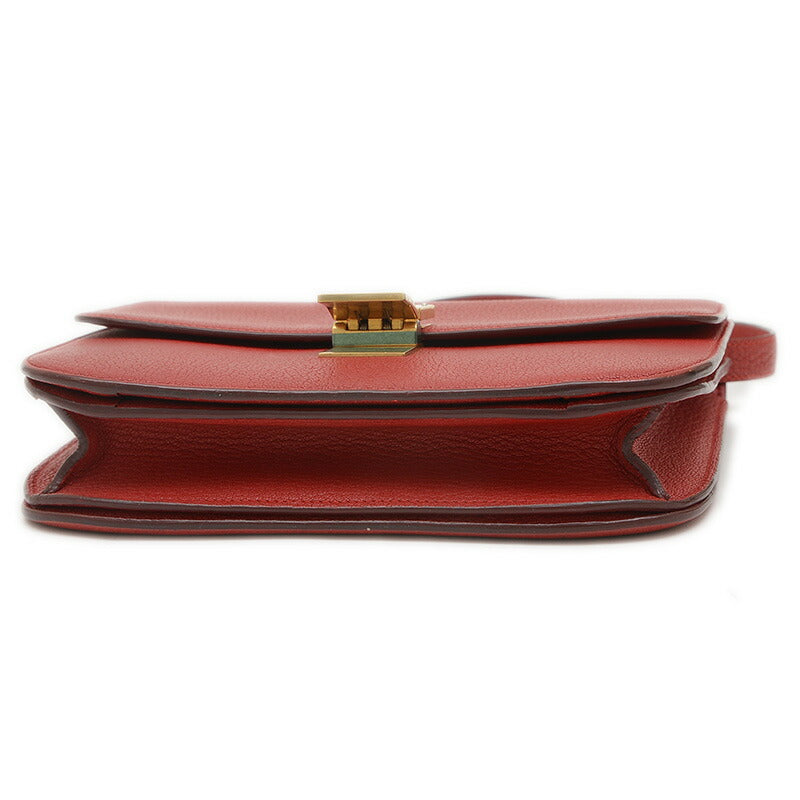 Celine Classic Box Shoulder Bag Red Gold Hardware [Used] BP [Free Shipping]