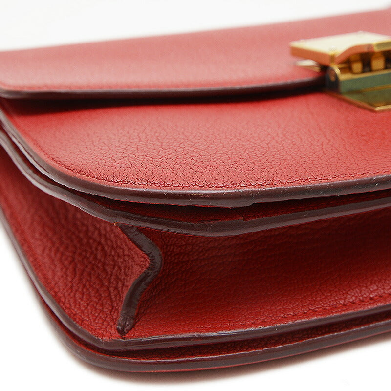 Celine Classic Box Shoulder Bag Red Gold Hardware [Used] BP [Free Shipping]