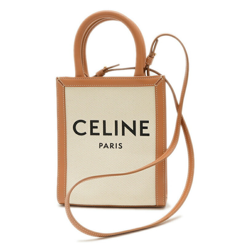 [Unused] Celine Mini Vertical Hippo 2WAY Bag Canvas Natural 193302BNZ.02NT