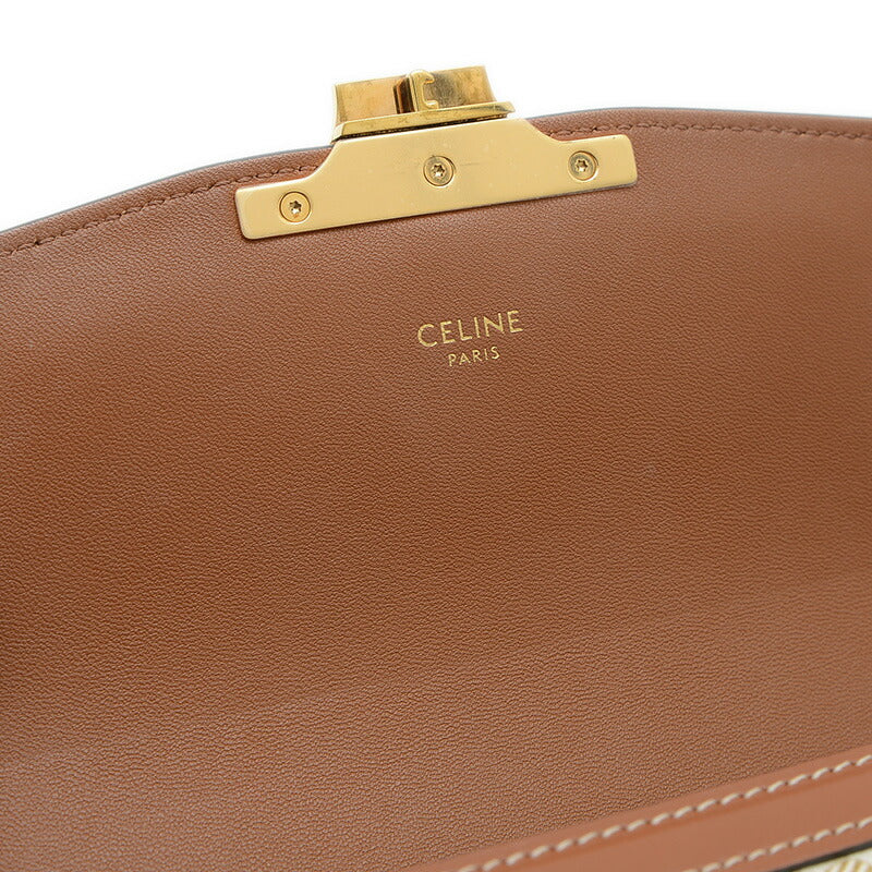 Celine Teen Triomphe Shoulder Bag White/Tan 188882 [Used] BP [Free Shipping]