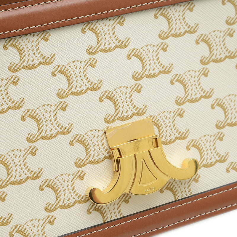 Celine Teen Triomphe Shoulder Bag White/Tan 188882 [Used] BP [Free Shipping]