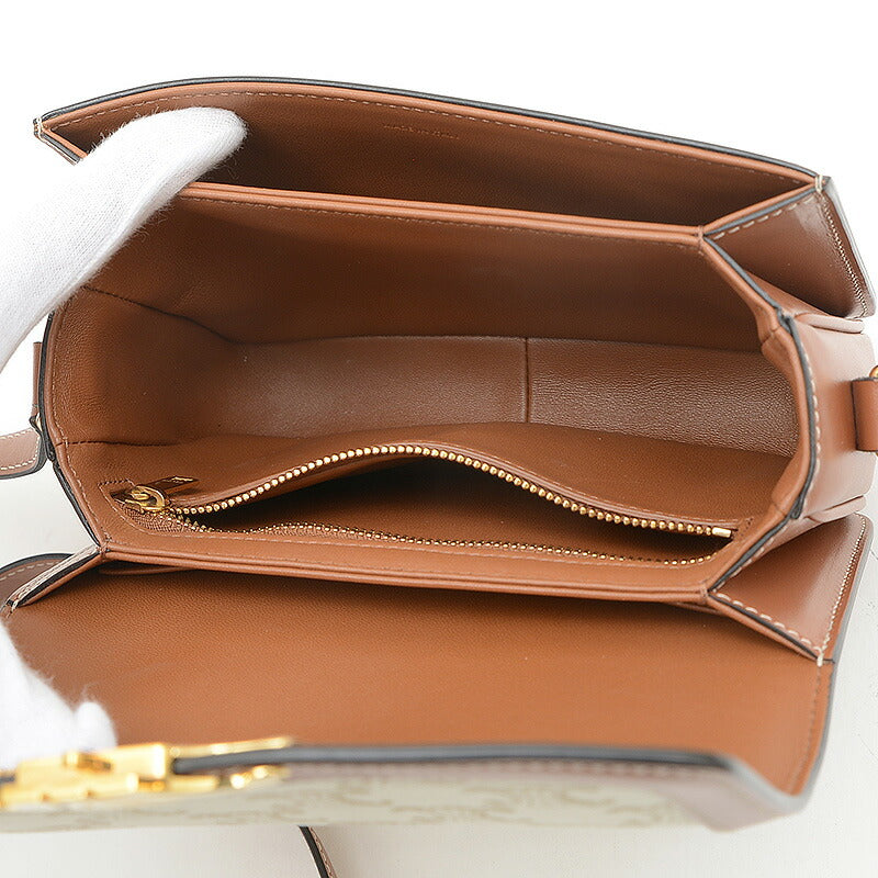 Celine Teen Triomphe Shoulder Bag White/Tan 188882 [Used] BP [Free Shipping]