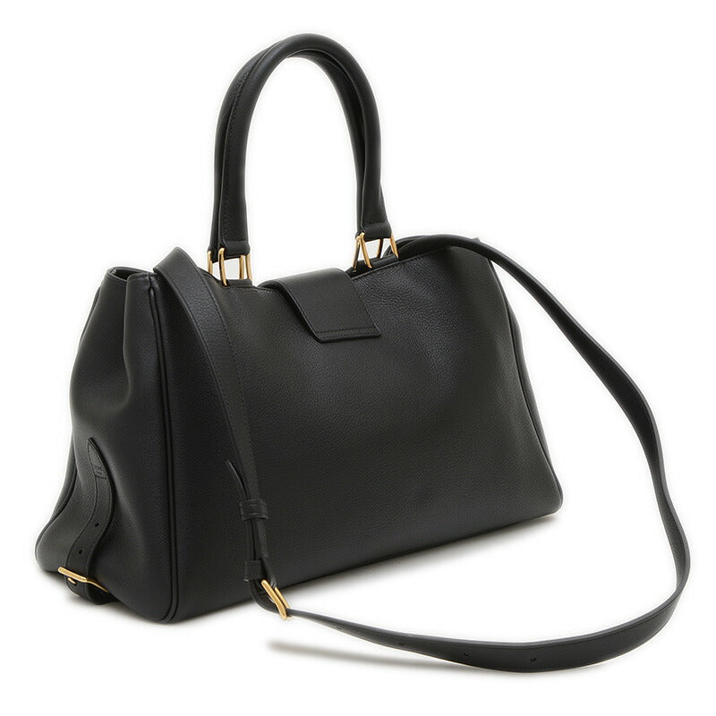 Celine Medium Apollinine 2WAY Bag Leather Black 114963 [Used] BP [Free