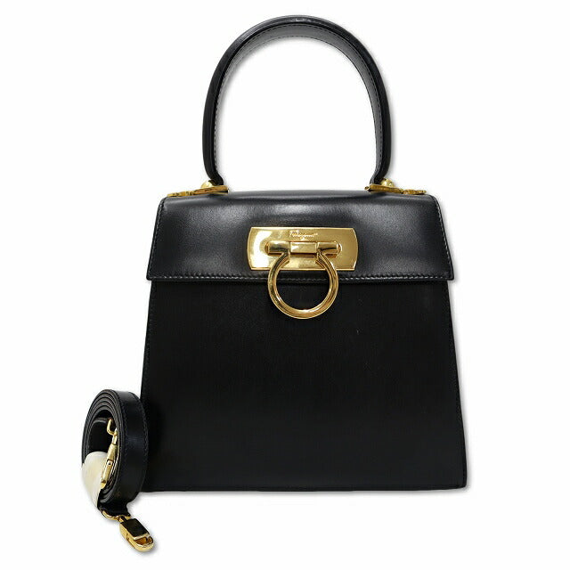 Salvatore Ferragamo AQ212193 Leather Gancini 2-way Shoulder Top Handle Bag