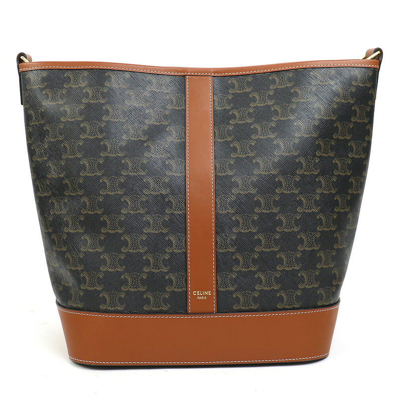[Good condition] CELINE Medium bucket Triomphe canvas Tan Crossbody carry