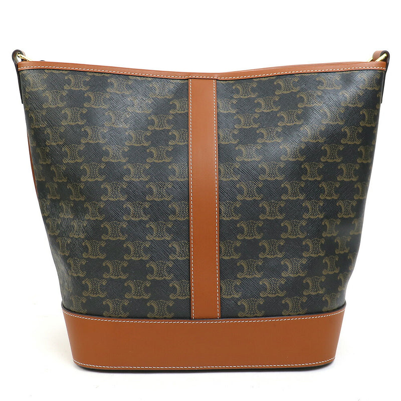 [Good condition] CELINE Medium bucket Triomphe canvas Tan Crossbody carry
