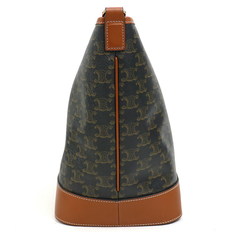 [Good condition] CELINE Medium bucket Triomphe canvas Tan Crossbody carry