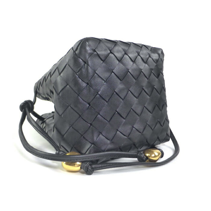 BOTTEGA VENETA Small Intrecciato Bucket Bag Shoulder Bag 717432 Black [Used]