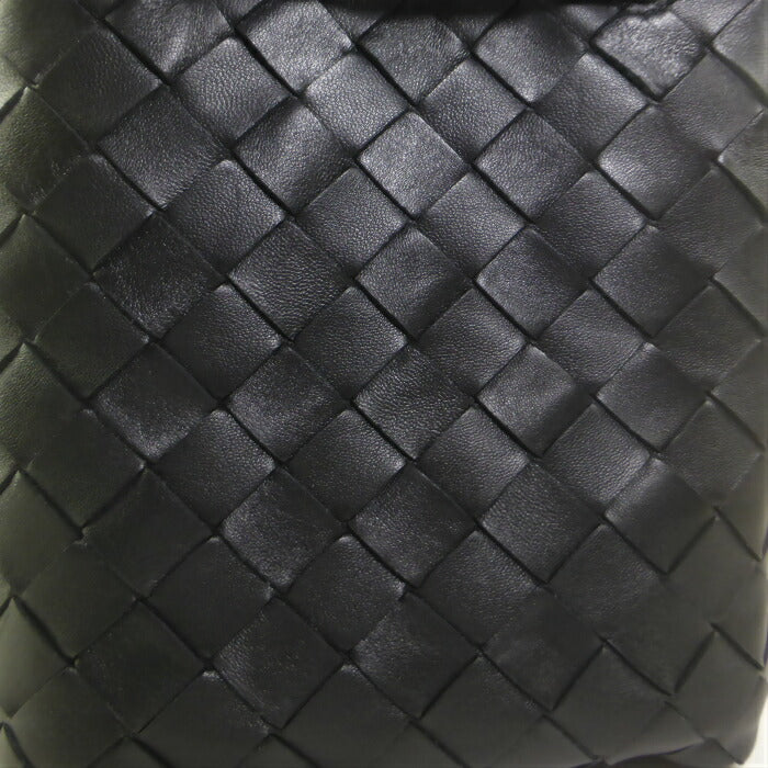 BOTTEGA VENETA Small Intrecciato Bucket Bag Shoulder Bag 717432 Black [Used]