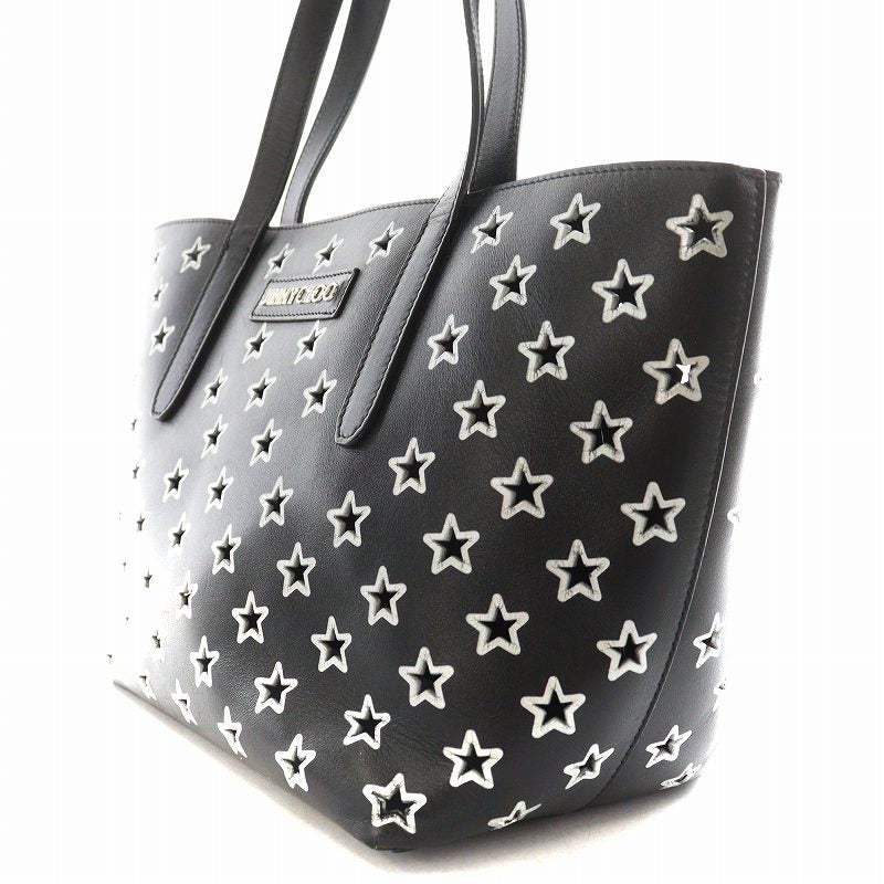 Jimmy Choo JIMMY CHOO Sofia S Tote Bag Handbag Star Star Punched Leather Black