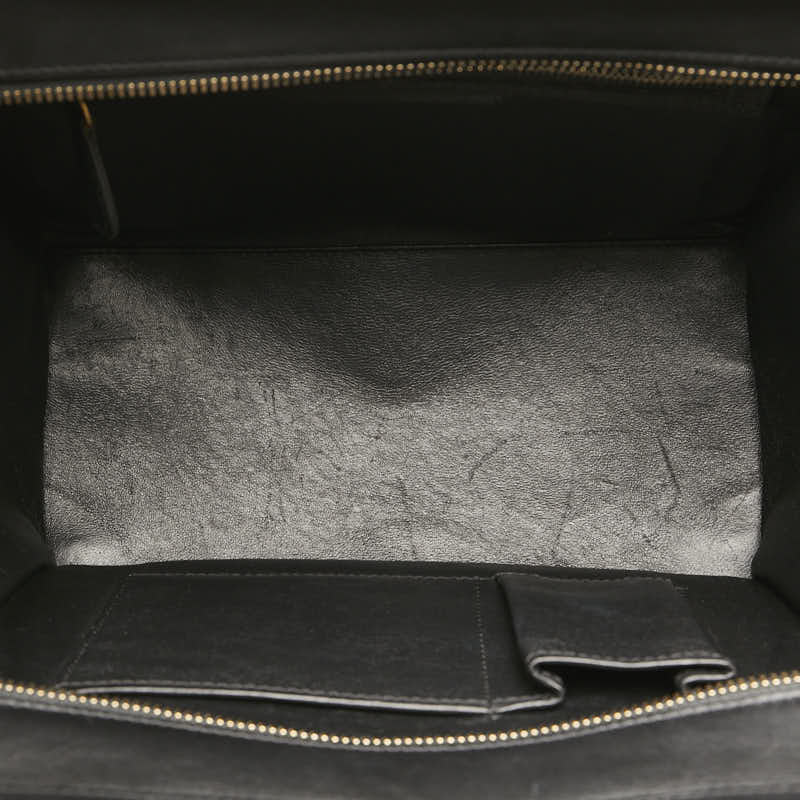 Celine Luggage Mini Shopper Handbag Beige Khaki Black Canvas Suede Leather