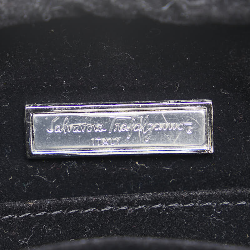 Salvatore Ferragamo Ostrich Shoulder Bag Black Leather Nylon Women's Salvatore