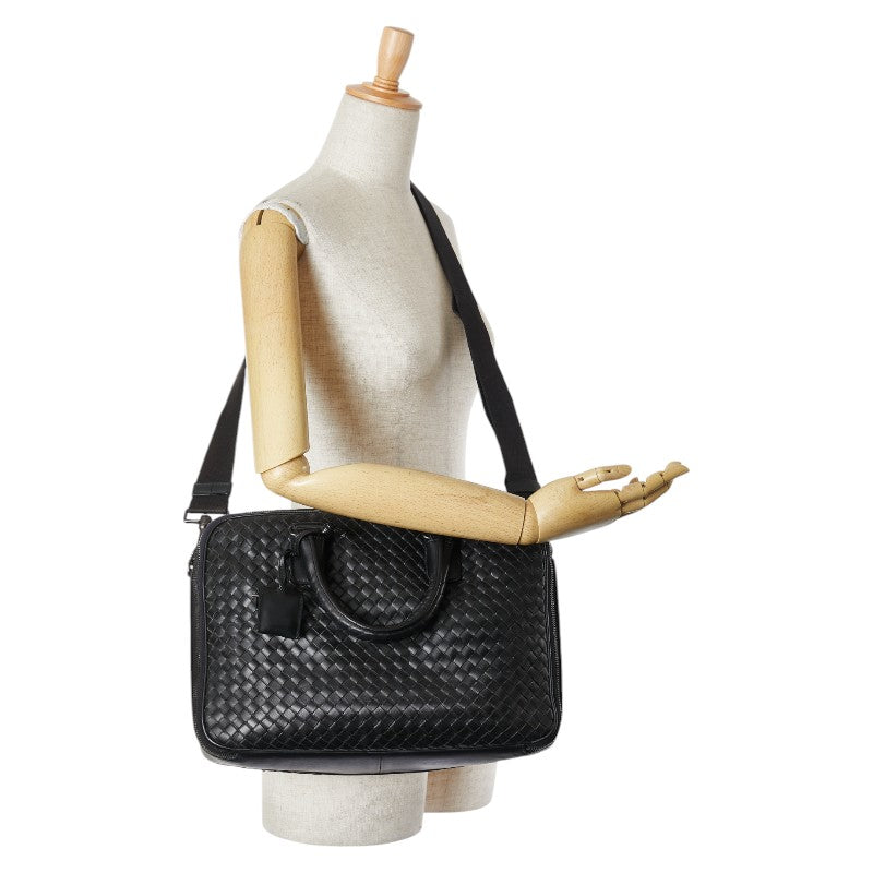 Bottega Veneta Intrecciato Handbag Shoulder Bag 2WAY Black Leather Women's
