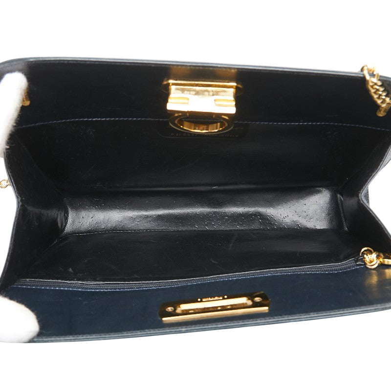 Salvatore Ferragamo Gancini Chain Crossbody Shoulder Bag P21 0587 Navy Leather