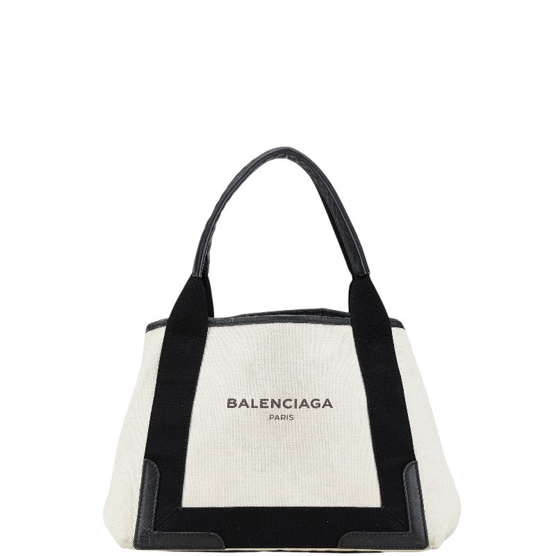 Balenciaga logo handbag tote bag white black canvas leather ladies BALENCIAGA