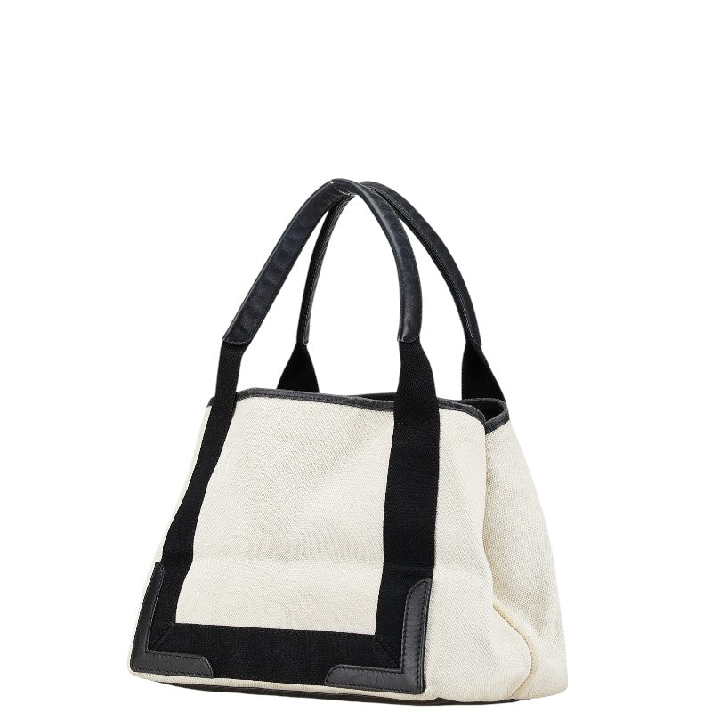 Balenciaga logo handbag tote bag white black canvas leather ladies BALENCIAGA