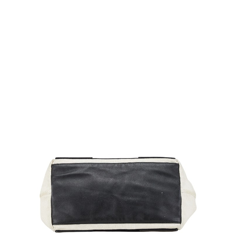 Balenciaga logo handbag tote bag white black canvas leather ladies BALENCIAGA