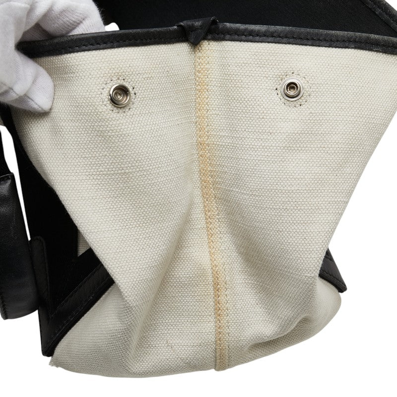 Balenciaga logo handbag tote bag white black canvas leather ladies BALENCIAGA