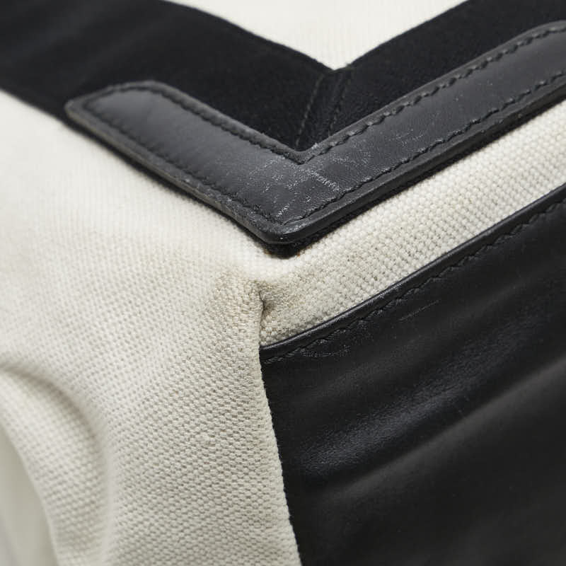 Balenciaga logo handbag tote bag white black canvas leather ladies BALENCIAGA