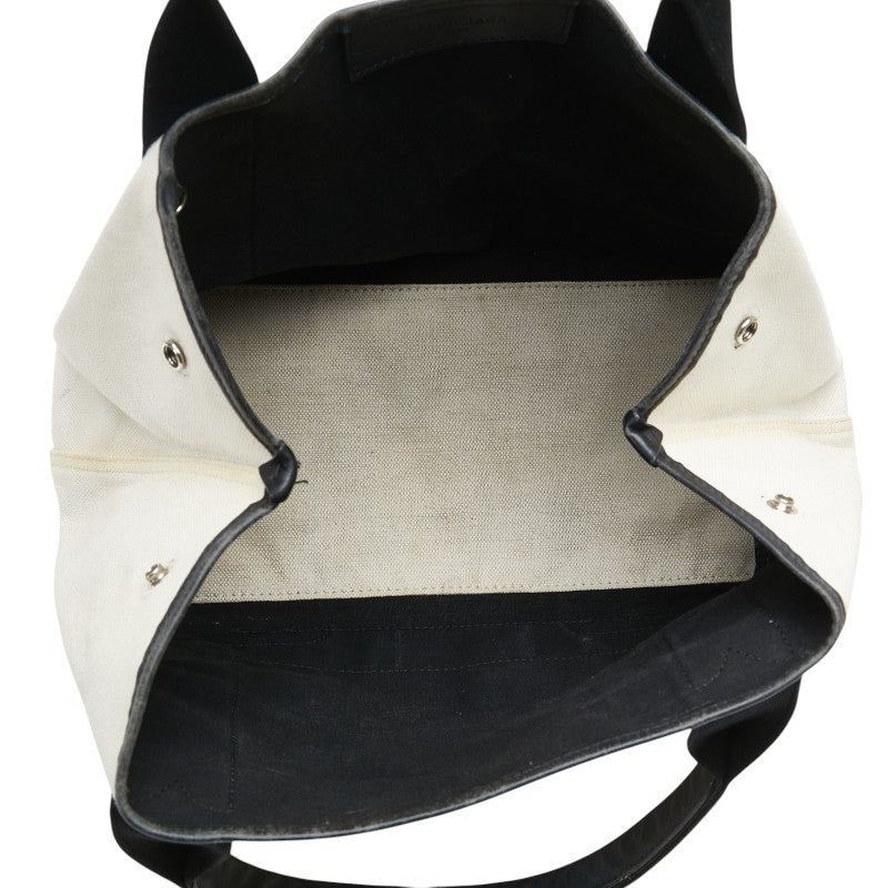 Balenciaga logo handbag tote bag white black canvas leather ladies BALENCIAGA