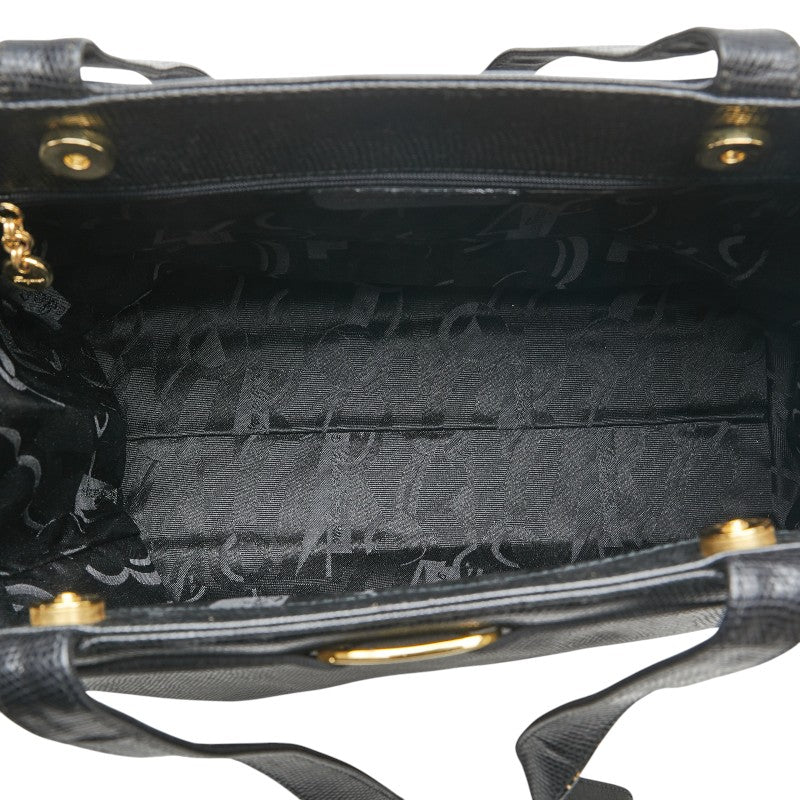 Salvatore Ferragamo Vara Tote Bag Shoulder Bag BK-21 2530 Black Leather Women's