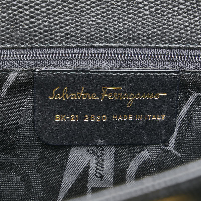 Salvatore Ferragamo Vara Tote Bag Shoulder Bag BK-21 2530 Black Leather Women's