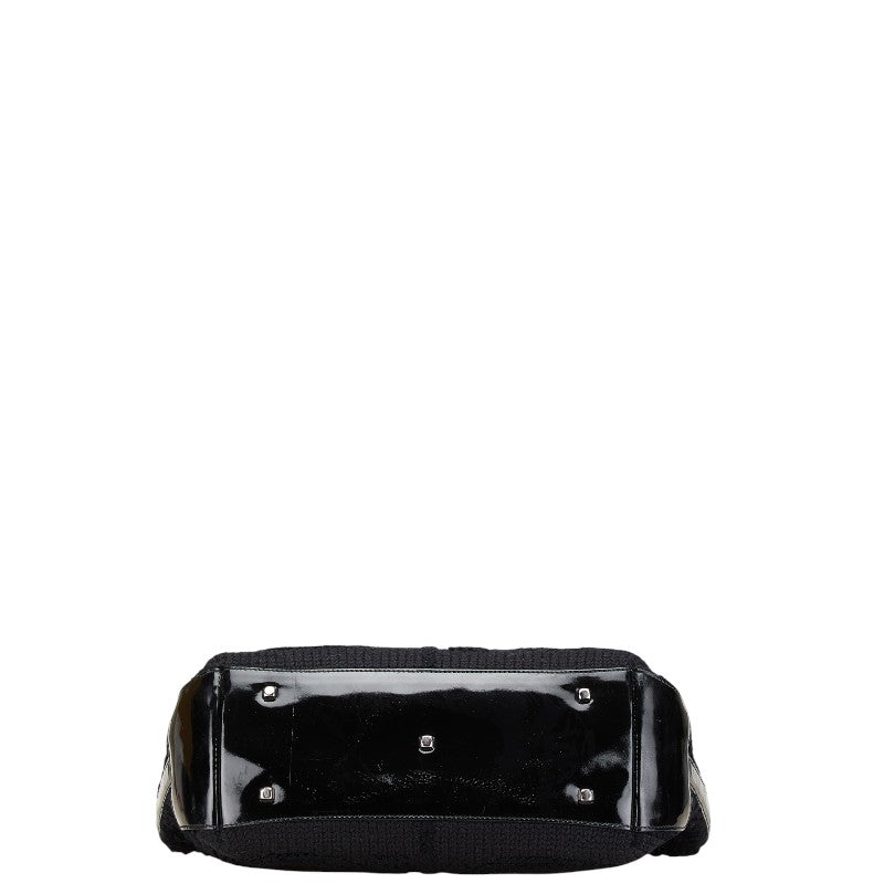 Salvatore Ferragamo Gancini Tote Bag Black Wool Enamel Women's Salvatore