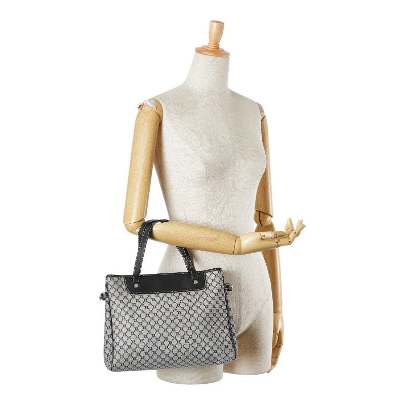 Celine Macadam Handbag Tote Bag Gray Black Canvas Leather Women's CELINE [Used]