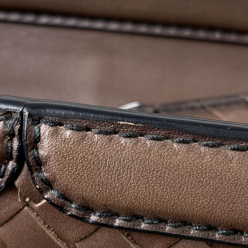 BOTTEGAVENETA Intrecciato Handbag Nappa Braided Handbag Leather Brown Women's