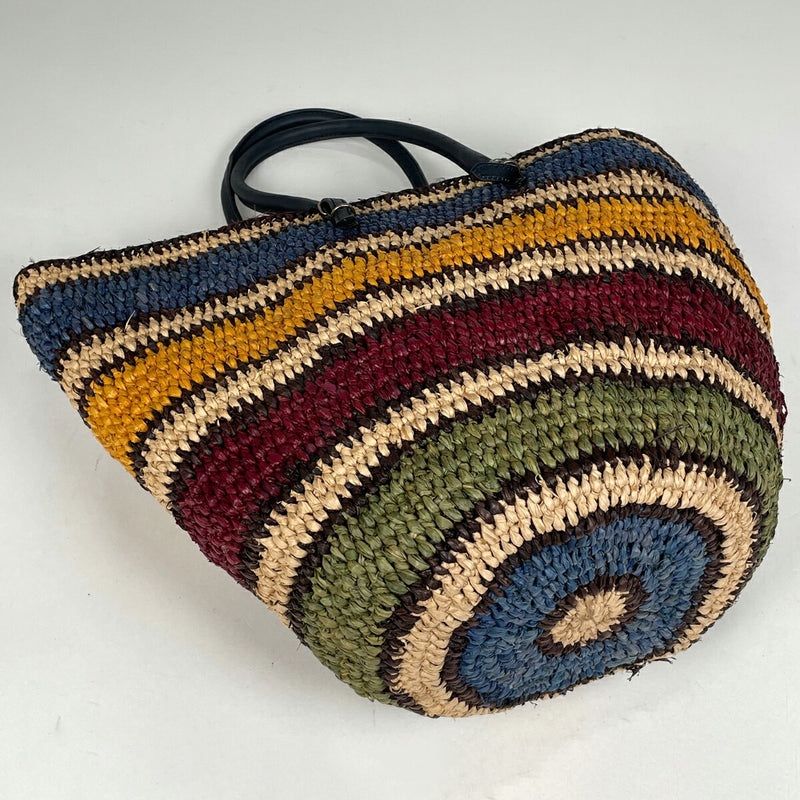 Balenciaga logo handbag basket bag tote tote bag raffia navy multicolor 286370