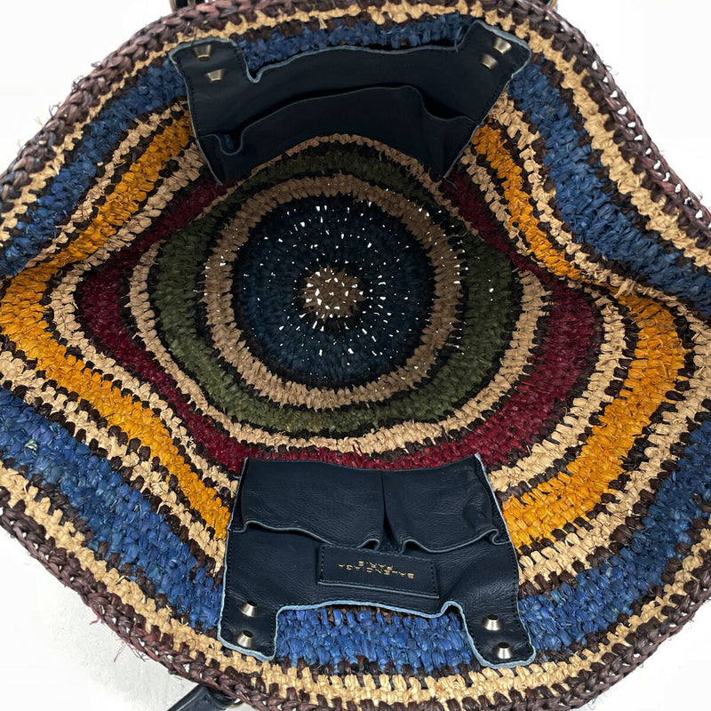 Balenciaga logo handbag basket bag tote tote bag raffia navy multicolor 286370