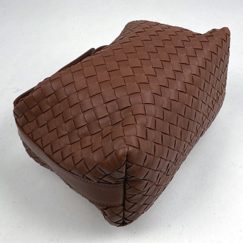 BOTTEGAVENETA Intrecciato Handbag One Shoulder Pouch Handbag Leather Brown