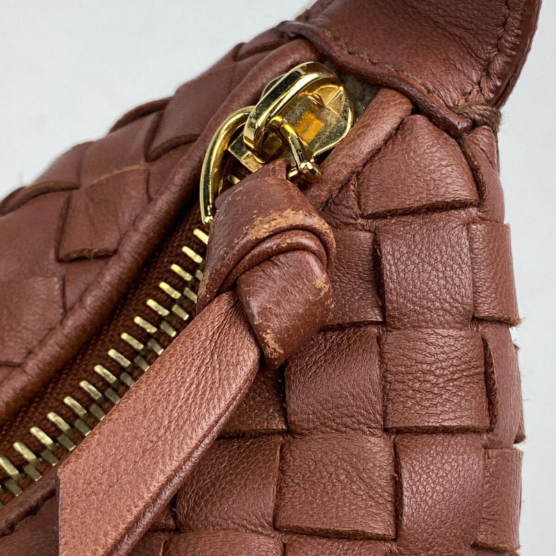 BOTTEGAVENETA Intrecciato Handbag One Shoulder Pouch Handbag Leather Brown