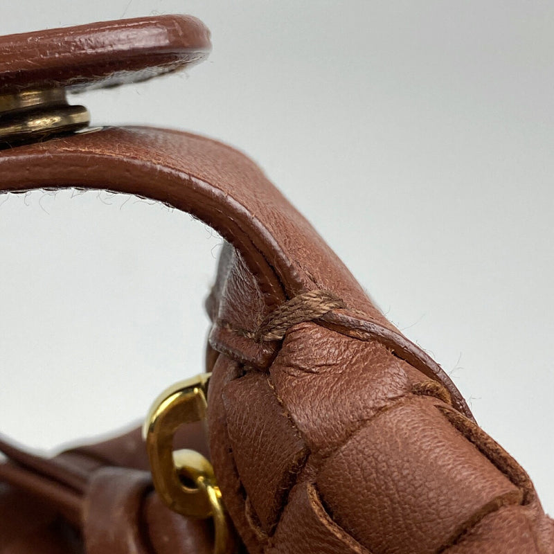 BOTTEGAVENETA Intrecciato Handbag One Shoulder Pouch Handbag Leather Brown
