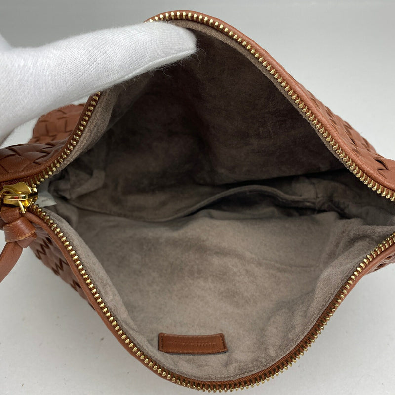 BOTTEGAVENETA Intrecciato Handbag One Shoulder Pouch Handbag Leather Brown