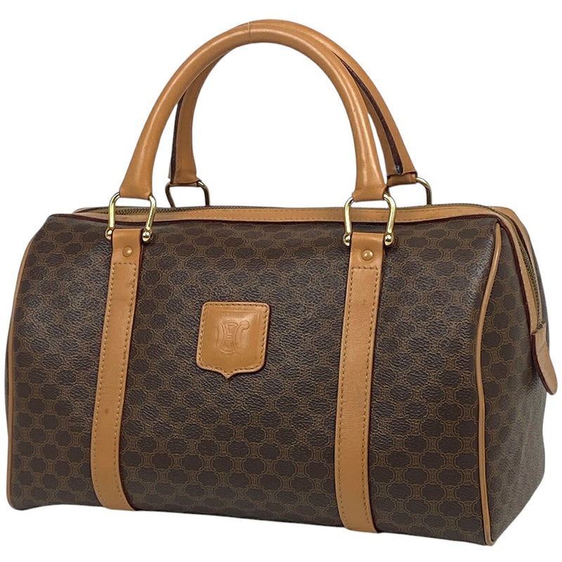 CELINE Macadam pattern handbag logo handbag coated canvas brown women's [Used]