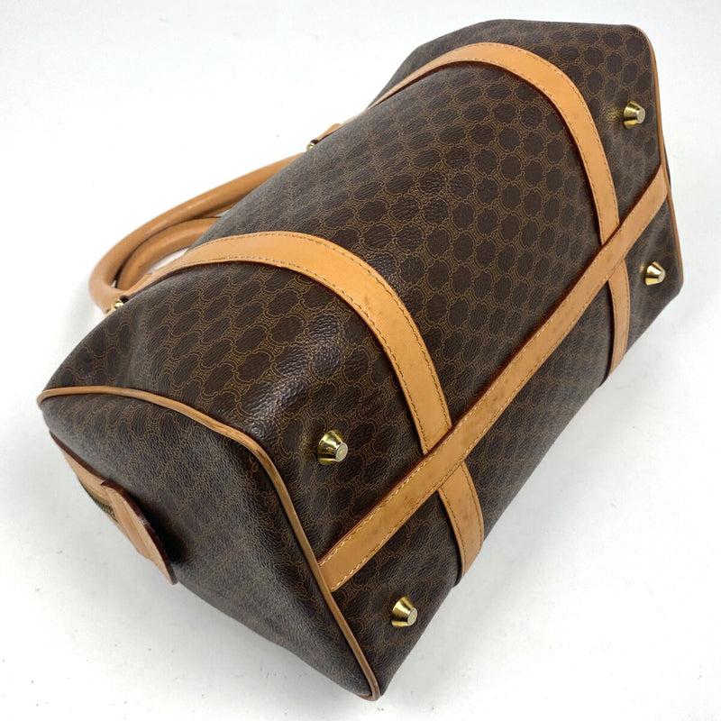 CELINE Macadam pattern handbag logo handbag coated canvas brown women's [Used]