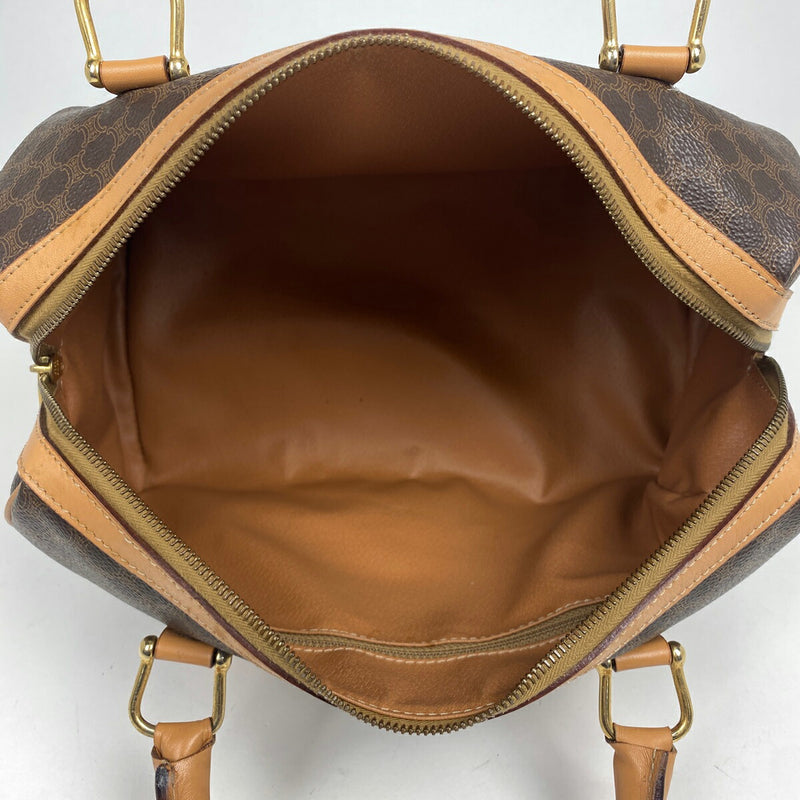 CELINE Macadam pattern handbag logo handbag coated canvas brown women's [Used]