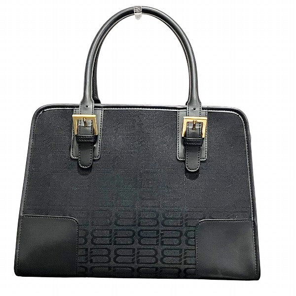 Balenciaga BB All-over Pattern Black Canvas x Leather Bag Tote Bag Women's Good