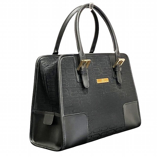 Balenciaga BB All-over Pattern Black Canvas x Leather Bag Tote Bag Women's Good