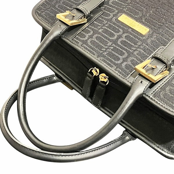 Balenciaga BB All-over Pattern Black Canvas x Leather Bag Tote Bag Women's Good
