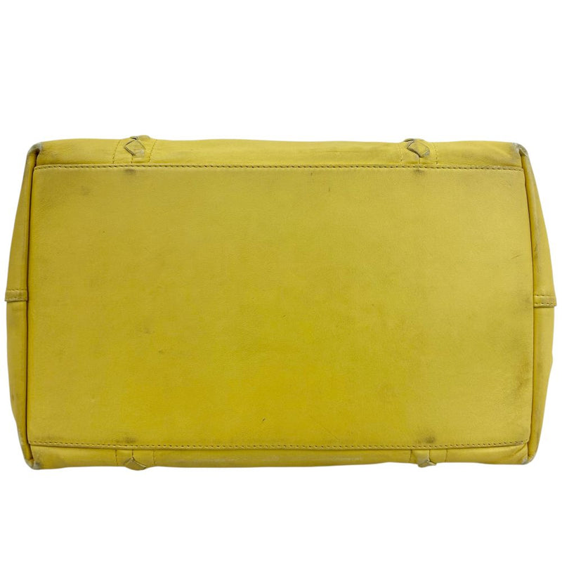 BOTTEGA VENETA Lambskin x Nylon Reversible Tote 547381 Lemon Yellow x Butterfly