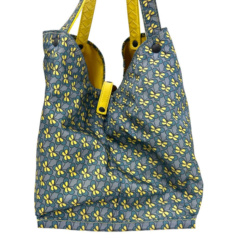 BOTTEGA VENETA Lambskin x Nylon Reversible Tote 547381 Lemon Yellow x Butterfly
